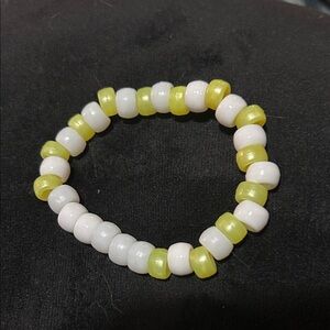 Yellow and White Beaded Bracelet